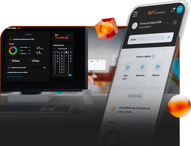Gerenciamento pela plataforma e app do Efí Bank
