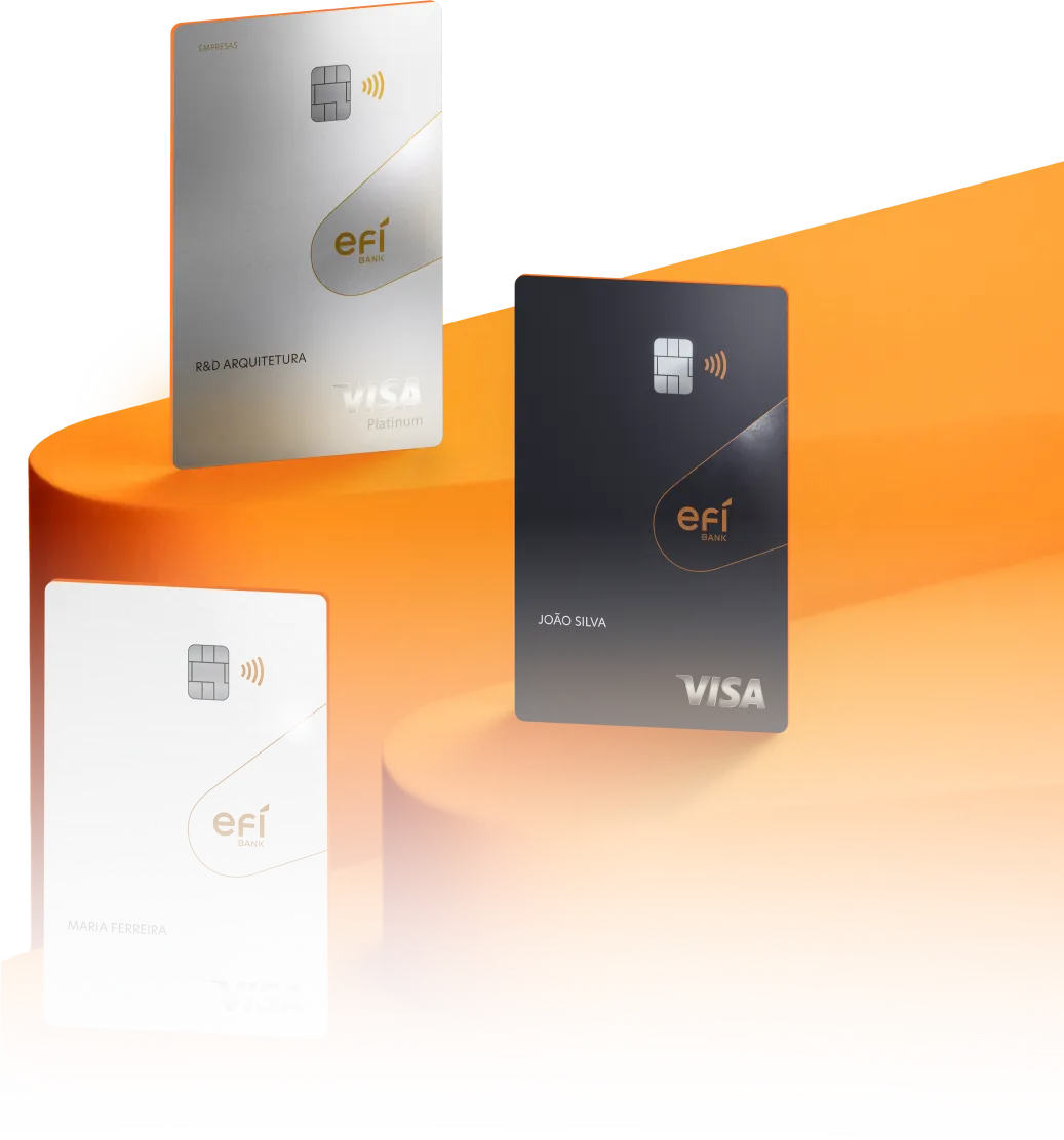 Modalidades de cartões Efí Bank expostos