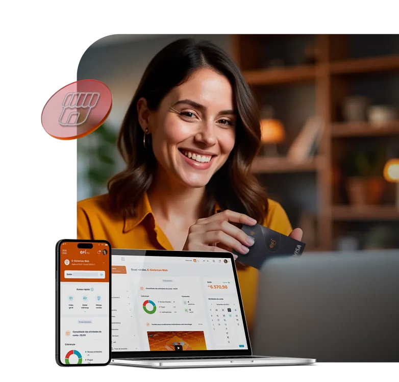 Pessoa utilizando os serviços da conta digital Efí Bank