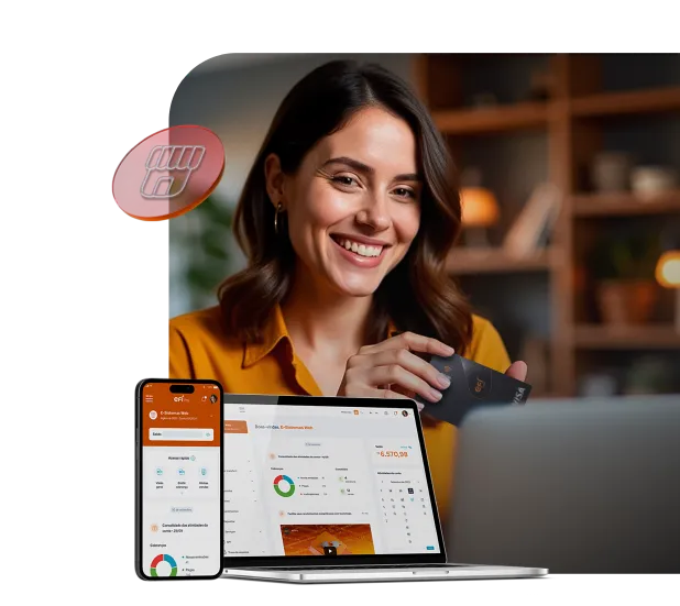 Pessoa utilizando os serviços da conta digital Efí Bank