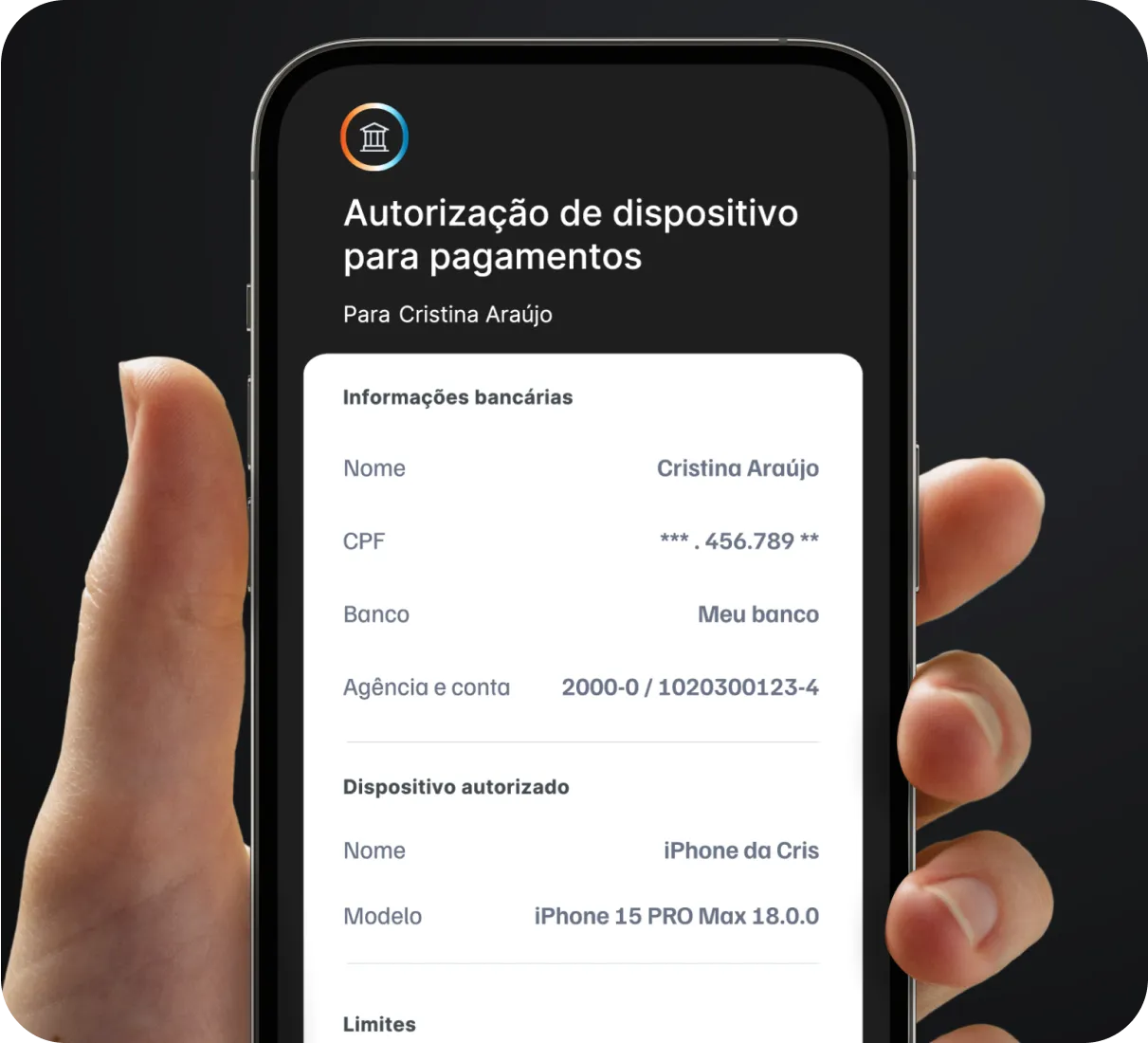 Autorize a conexão da sua conta bancária ao seu dispositivo móvel