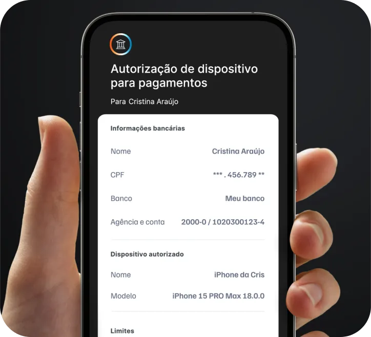 Autorize a conexão da sua conta bancária ao seu dispositivo móvel